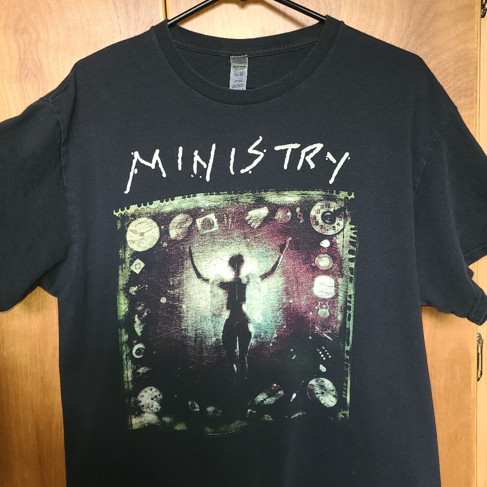 Ministry Tshirt Gildan Size Large Black Band Tee Music Festival Industrial Metal